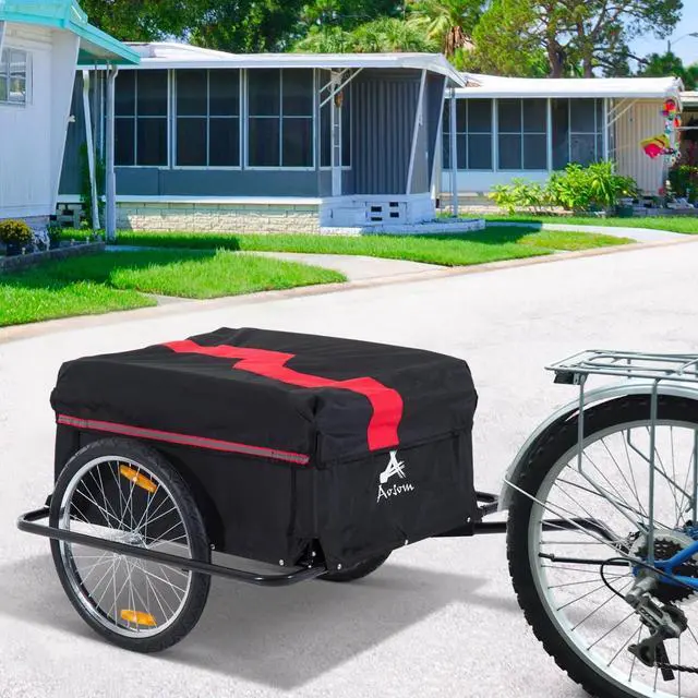 Main image of Folding Bike Cargo Trailer w/ Rain Cover Bicycle Large Carrier Cart Yard Patio