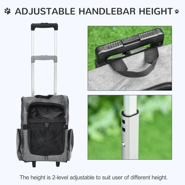 Alt view image 4 of 7 - Pet Luggage Box Dog Cat Travel Backpack Carrier w/Rolling Wheels Stand