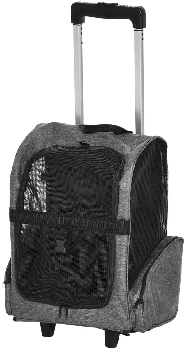 Alt view image 7 of 7 - Pet Luggage Box Dog Cat Travel Backpack Carrier w/Rolling Wheels Stand