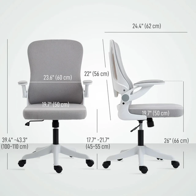 Alt view image 4 of 7 - Office Chair, Desk Chair with Lumbar Support, Grey