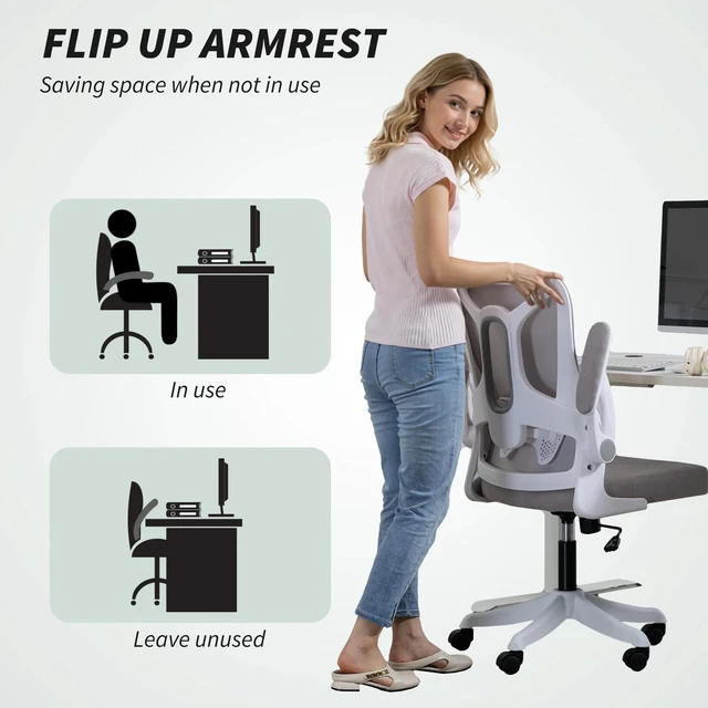 Alt view image 5 of 7 - Office Chair, Desk Chair with Lumbar Support, Grey