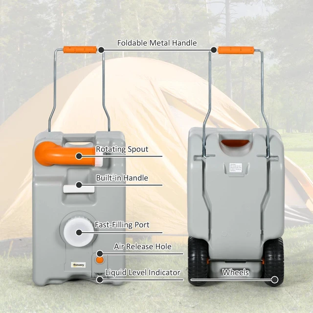 Alt view image 3 of 7 - 5.8 Gallon Portable RV Waste Holding Tank for Camping, Grey