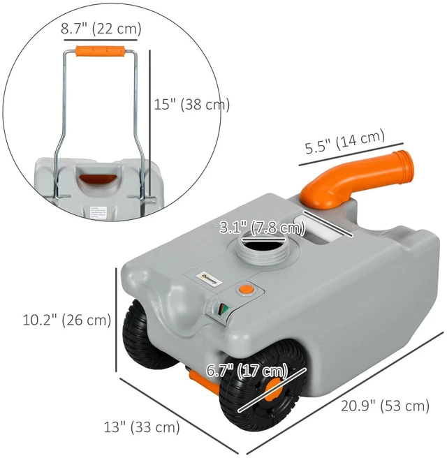 Alt view image 2 of 7 - 5.8 Gallon Portable RV Waste Holding Tank for Camping, Grey