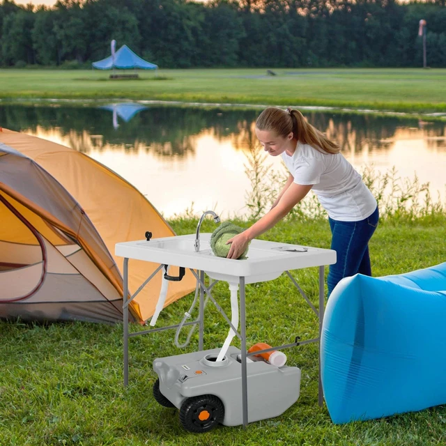 Main image of 5.8 Gallon Portable RV Waste Holding Tank for Camping, Grey