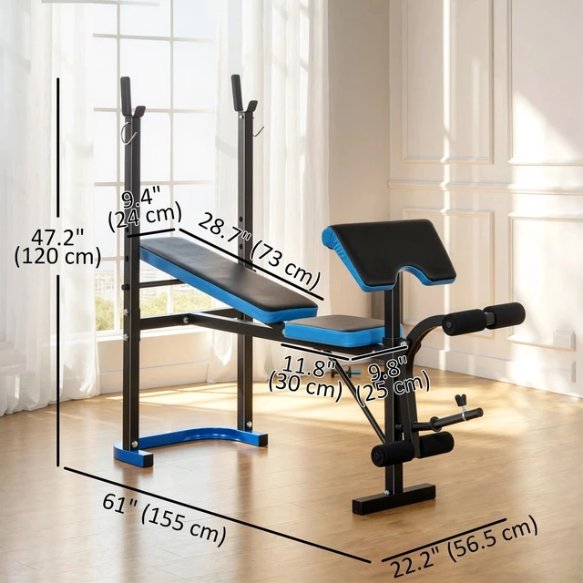 Alt view image 3 of 7 - Adjustable Weight Bench with Leg Developer Barbell Rack for Home Gym Fitness