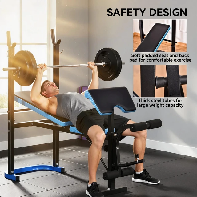 Alt view image 5 of 7 - Adjustable Weight Bench with Leg Developer Barbell Rack for Home Gym Fitness