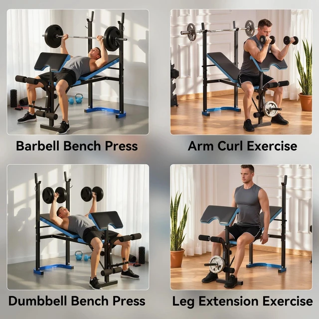 Alt view image 6 of 7 - Adjustable Weight Bench with Leg Developer Barbell Rack for Home Gym Fitness