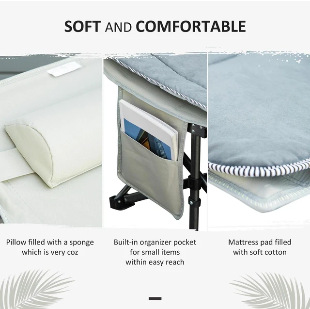 Alt view image 3 of 7 - Folding Camping Cot for Adults Sleeping Cot with Mattress, Pillow & Carry Bag