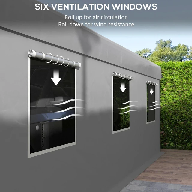 Alt view image 4 of 7 - 10' x 20' Heavy Duty Carport with 6 Window and 2 Doors