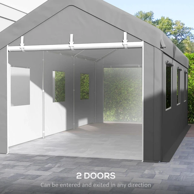 Alt view image 3 of 7 - 10' x 20' Heavy Duty Carport with 6 Window and 2 Doors