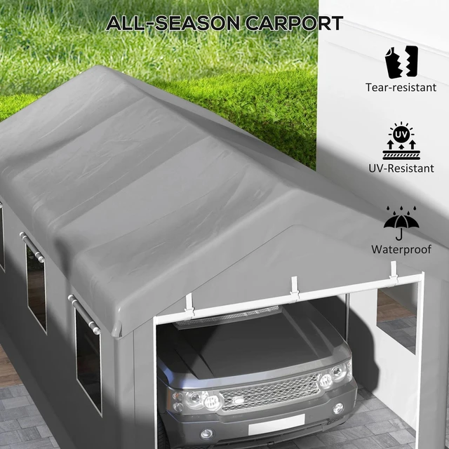 Alt view image 5 of 7 - 10' x 20' Heavy Duty Carport with 6 Window and 2 Doors