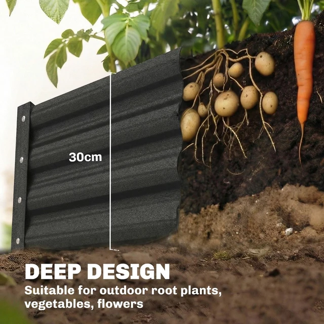 Alt view image 6 of 7 - 8x4x1ft Galvanized Raised Garden Bed, Open Bottom, Dark Grey