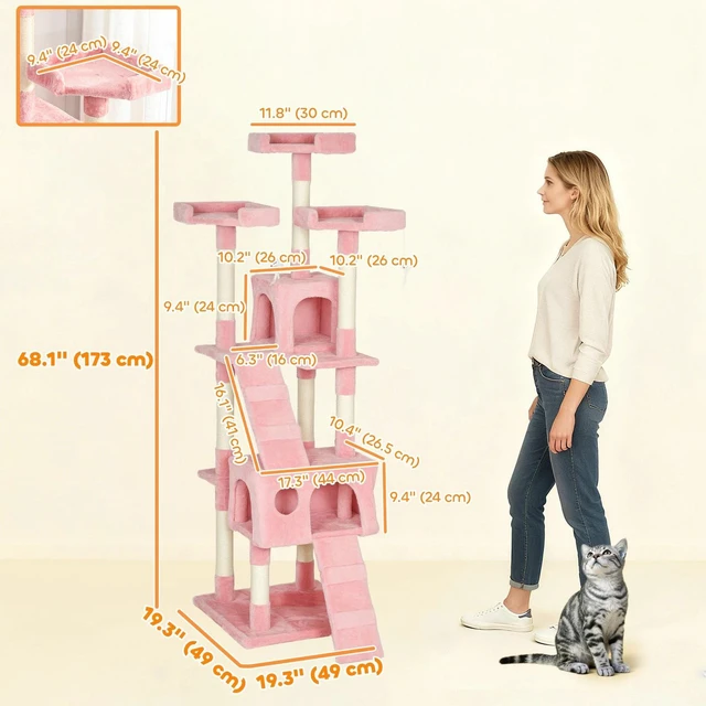 Alt view image 4 of 7 - Multi-Level Cat Tree Scratching Post Tower Condo Furniture Beige