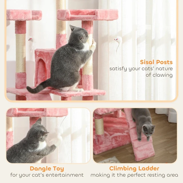 Alt view image 5 of 7 - Multi-Level Cat Tree Scratching Post Tower Condo Furniture Beige