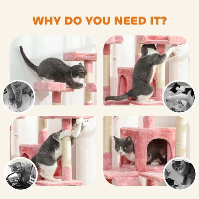 Alt view image 3 of 7 - Multi-Level Cat Tree Scratching Post Tower Condo Furniture Beige