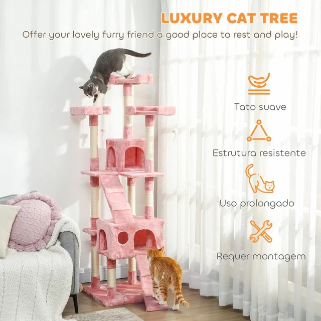 Alt view image 2 of 7 - Multi-Level Cat Tree Scratching Post Tower Condo Furniture Beige