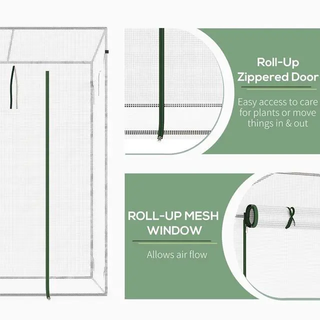 Alt view image 5 of 7 - 200x76x168cm Walk-in Garden Greenhouse Tomato Plant House Durable Frame