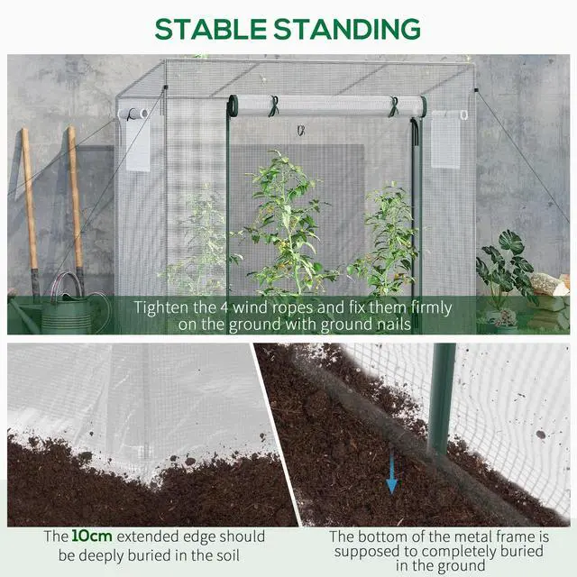 Alt view image 6 of 7 - 200x76x168cm Walk-in Garden Greenhouse Tomato Plant House Durable Frame