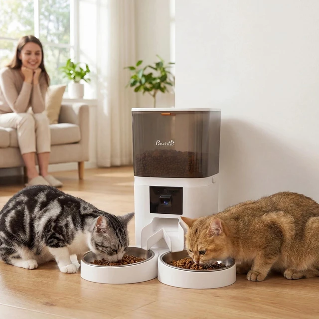 Main image of PawHut Automatic Cat Feeder Pet Food Dispenser with HD Camera APP Control