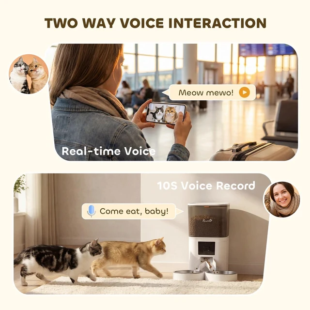 Alt view image 6 of 7 - PawHut Automatic Cat Feeder Pet Food Dispenser with HD Camera APP Control
