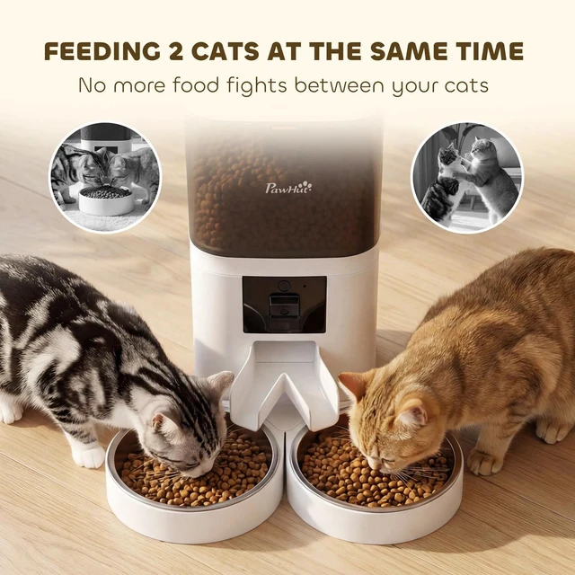 Alt view image 3 of 7 - PawHut Automatic Cat Feeder Pet Food Dispenser with HD Camera APP Control