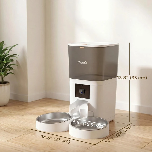 Alt view image 2 of 7 - PawHut Automatic Cat Feeder Pet Food Dispenser with HD Camera APP Control