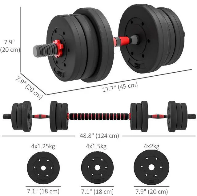 Alt view image 5 of 7 - 20kg Adjustable 2 IN 1 Barbell Dumbbells Weight Set for Body Fitness Lifting