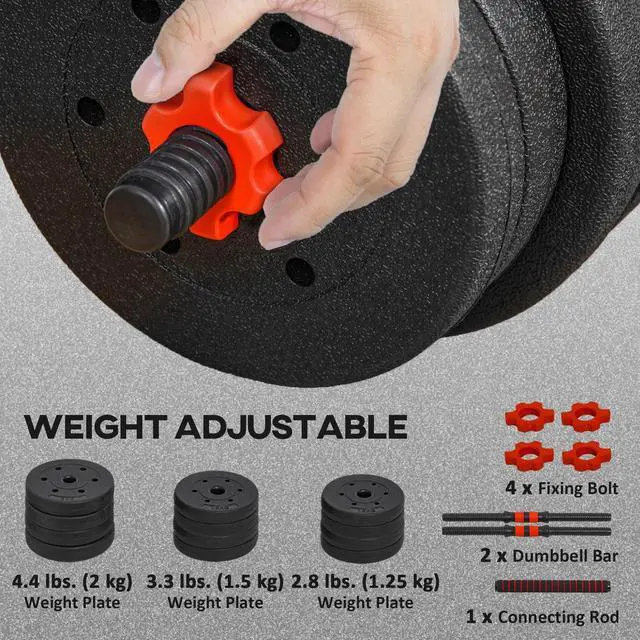 Alt view image 3 of 7 - 20kg Adjustable 2 IN 1 Barbell Dumbbells Weight Set for Body Fitness Lifting