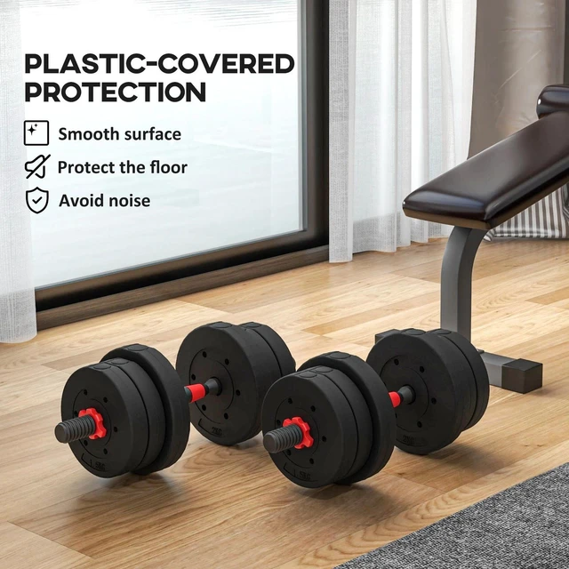 Alt view image 6 of 7 - 20kg Adjustable 2 IN 1 Barbell Dumbbells Weight Set for Body Fitness Lifting