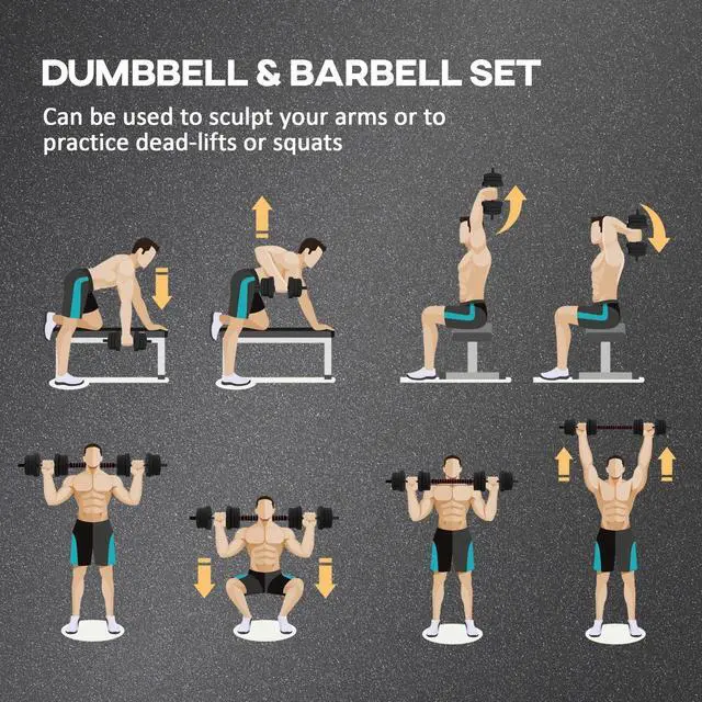 Alt view image 2 of 7 - 20kg Adjustable 2 IN 1 Barbell Dumbbells Weight Set for Body Fitness Lifting
