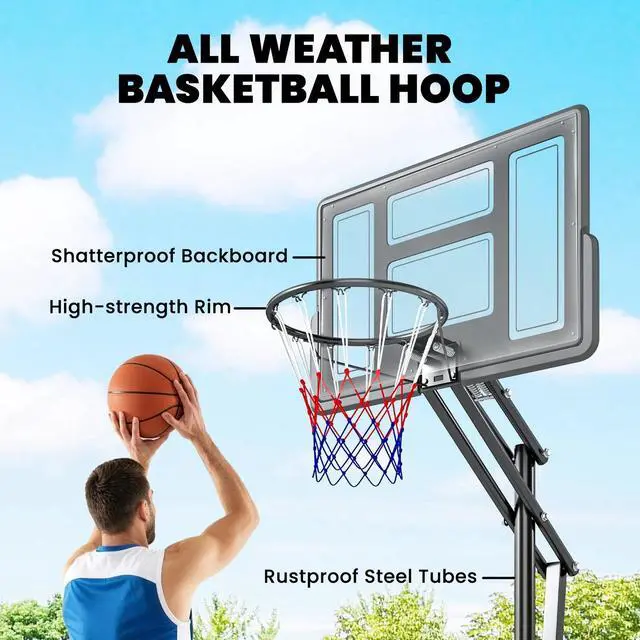Alt view image 5 of 7 - Soozier Basketball Hoop Outdoor, 7.7 FT to 10 FT, Portable Basketball Goal