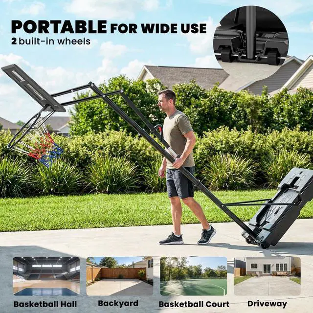 Alt view image 2 of 7 - Soozier Basketball Hoop Outdoor, 7.7 FT to 10 FT, Portable Basketball Goal