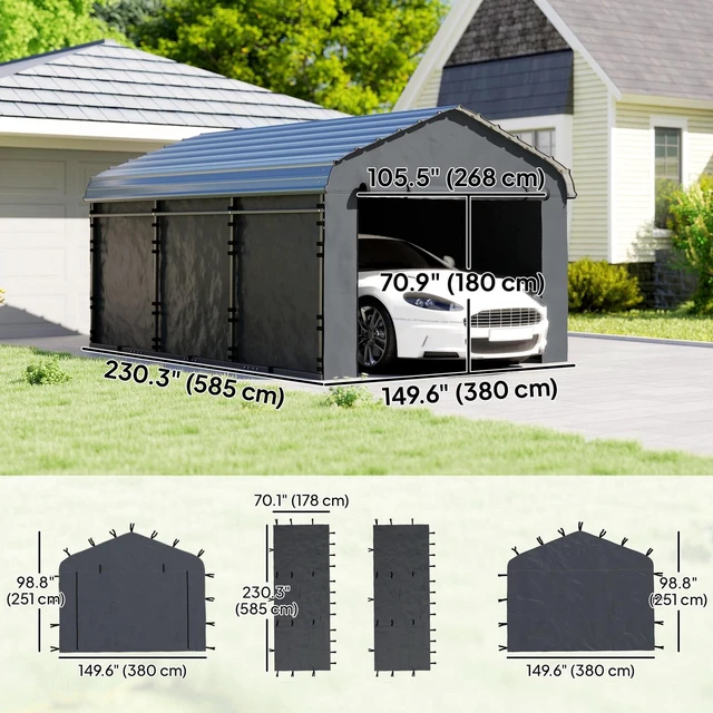Alt view image 2 of 7 - Replacement Canopy Cover Sidewalls for 12' x 20' Carport