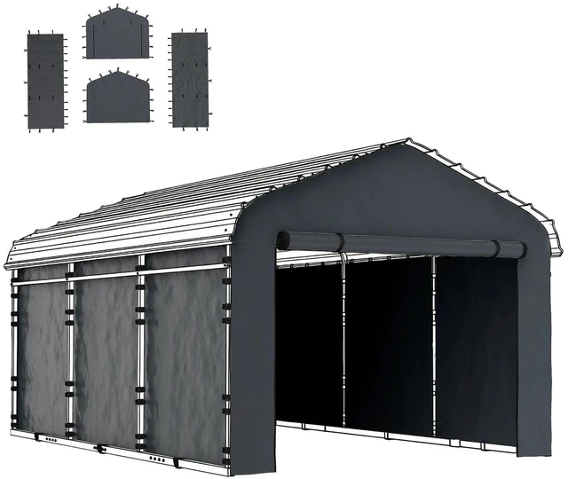 Alt view image 7 of 7 - Replacement Canopy Cover Sidewalls for 12' x 20' Carport