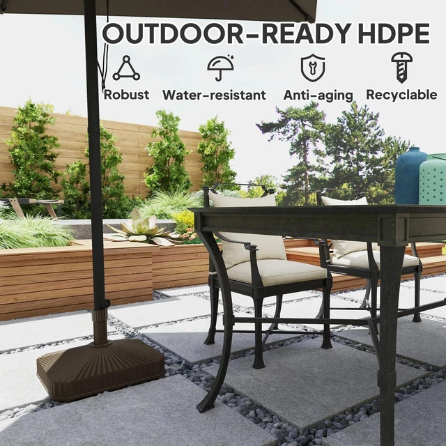Alt view image 6 of 7 - Square Patio Umbrella Base Holder, Sand/Water Filled Umbrella Stand Base, Brown