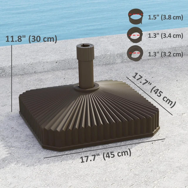 Alt view image 2 of 7 - Square Patio Umbrella Base Holder, Sand/Water Filled Umbrella Stand Base, Brown