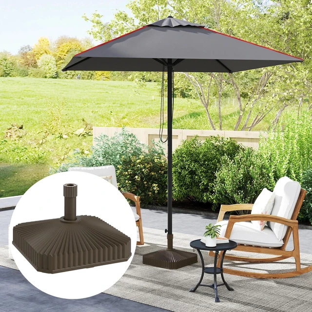Alt view image 5 of 7 - Square Patio Umbrella Base Holder, Sand/Water Filled Umbrella Stand Base, Brown