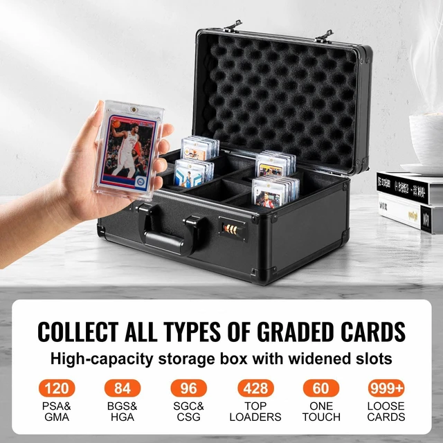 Alt view image 2 of 7 - 120 PSA Graded Card Storage Box 4 Slots Sports Card Holder Case Coded Lock