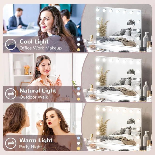 Alt view image 4 of 7 - Hollywood Makeup Mirror with Lights, 22.8" x 18.9" Vanity Mirror