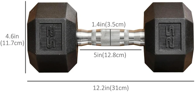 Alt view image 4 of 7 - Total 50lbs(25lbs Each) Rubber Dumbbells Weight Set, Hand Weight Training