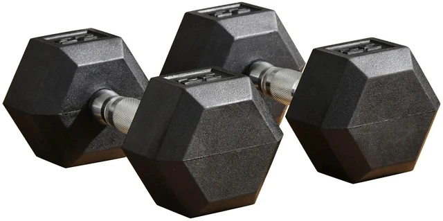 Alt view image 7 of 7 - Total 50lbs(25lbs Each) Rubber Dumbbells Weight Set, Hand Weight Training