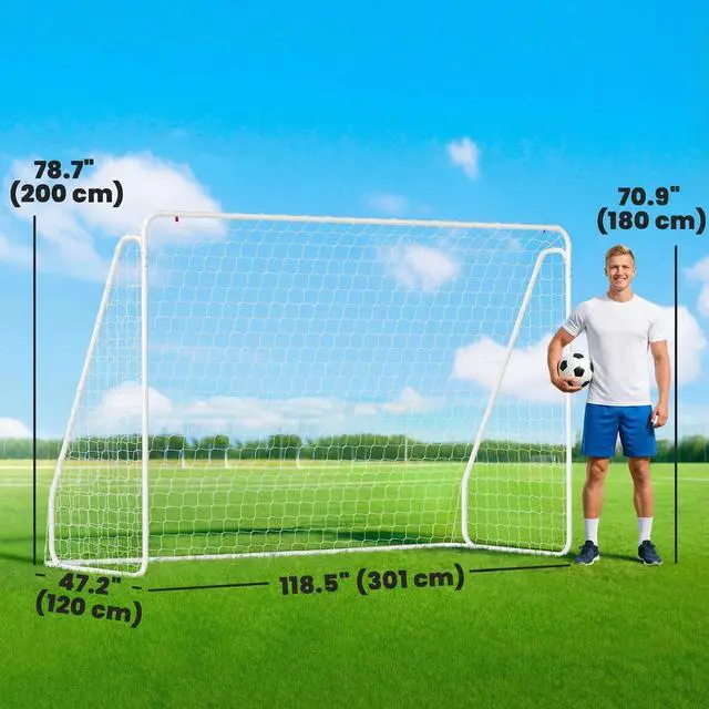 Alt view image 4 of 7 - Soozier Soccer Goal for Backyard, Soccer Net, White, 10 x 4 ft