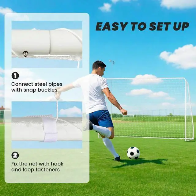 Alt view image 2 of 7 - Soozier Soccer Goal for Backyard, Soccer Net, White, 10 x 4 ft