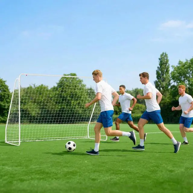 Alt view image 7 of 7 - Soozier Soccer Goal for Backyard, Soccer Net, White, 10 x 4 ft