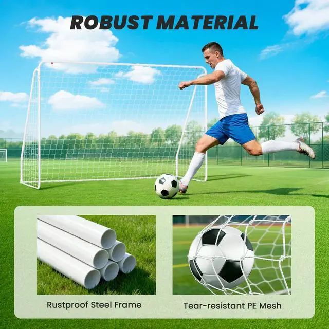 Alt view image 3 of 7 - Soozier Soccer Goal for Backyard, Soccer Net, White, 10 x 4 ft