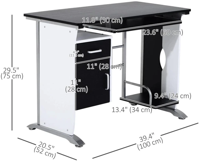 Alt view image 2 of 7 - Computer Desk PC Table Office Furniture w/ Tray CPU Stand