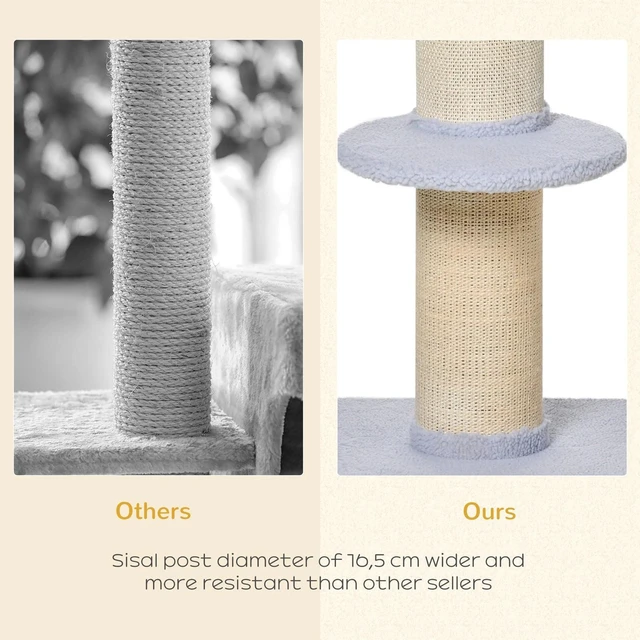 Alt view image 5 of 7 - Cat Tree with Sisal Mat Scratching Post Cat Bed Cushion, Cream White