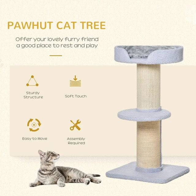 Alt view image 4 of 7 - Cat Tree with Sisal Mat Scratching Post Cat Bed Cushion, Cream White