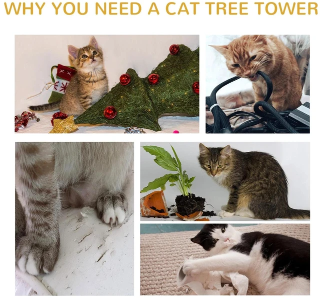Alt view image 7 of 7 - Cat Tree with Sisal Mat Scratching Post Cat Bed Cushion, Cream White