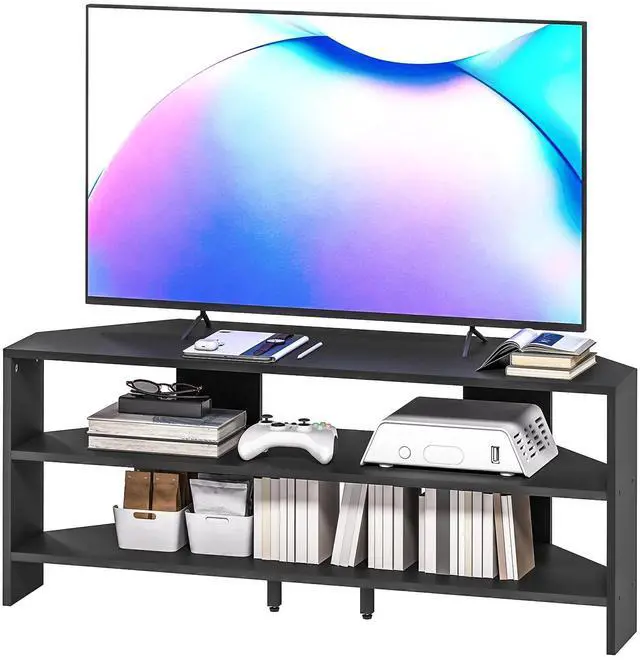 Alt view image 7 of 7 - Corner TV Stand with Storage Shelves for 47" TV, Black
